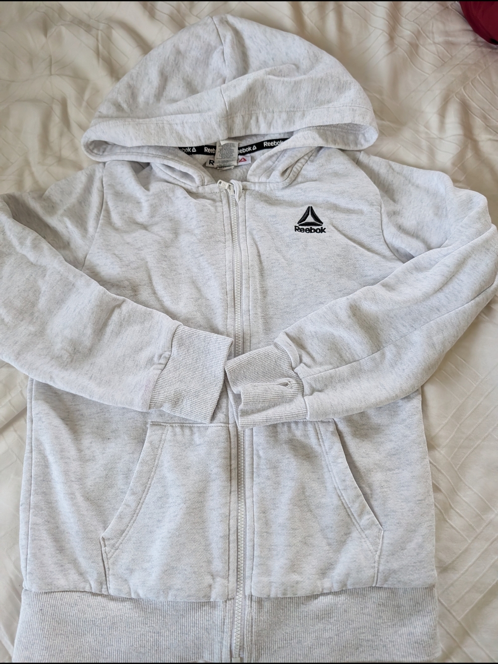 Reebok Light Gray Full-Zip Hoodie for Kids